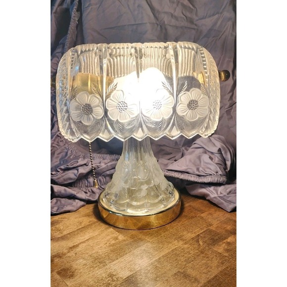 Anna Hutte Bleikristall Other - Vintage Anna Hutte Bleikristall Floral Glass Banker's Desk Lamp | Turns On Works